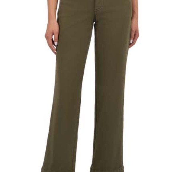 KUT from the Kloth Pattie High Waist Wide Leg Jeans (Petite) (Army Green) 8P - Picture 7 of 7